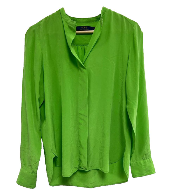 Polo Ralph Lauren Tops - Polo Ralph Lauren Women Silk Blouse Y2K boho top light Green Size 6 A000699